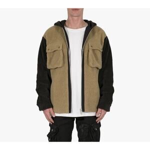 New MNML two tone Sherpa zip up hoodie jacket